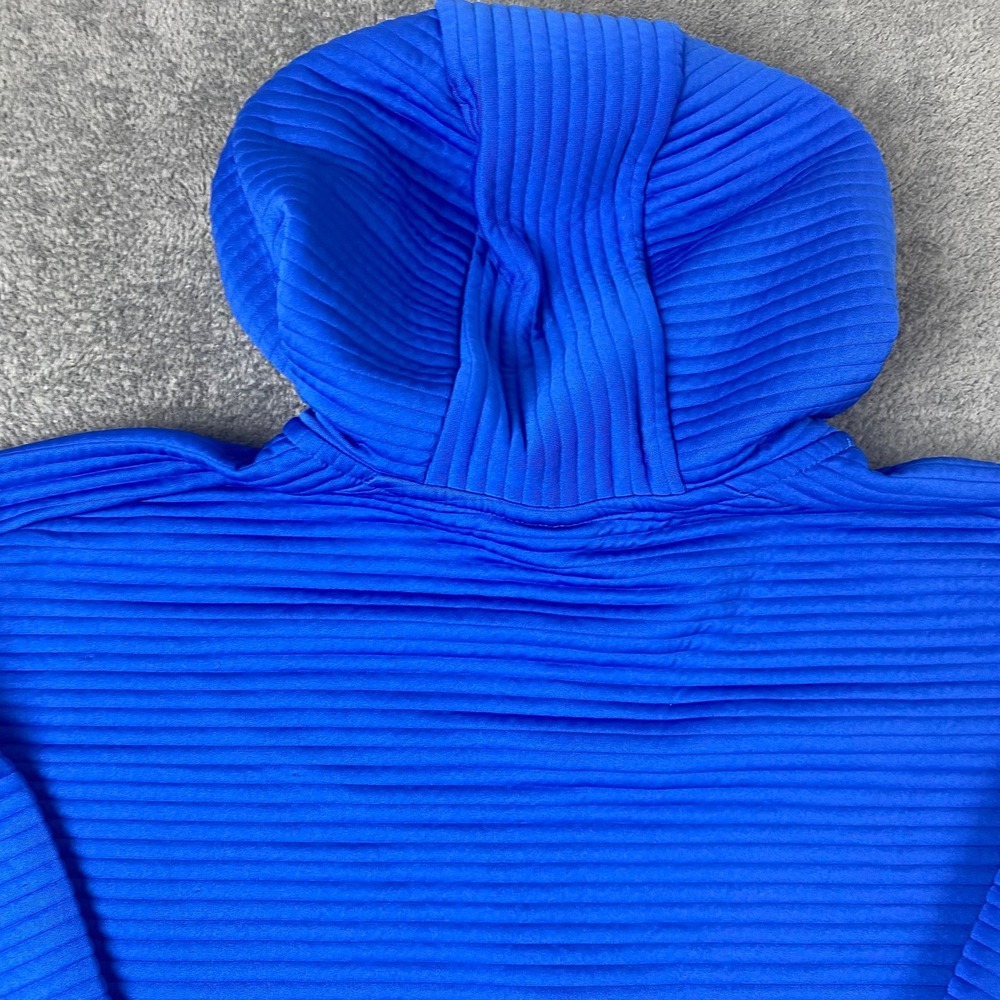 Nike Womens XL Full Zip Hoodie Blue Ribbed Dri-Fit Textured Sportswear Jacket - Picture 7 of 13